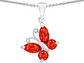 Star K Butterfly Pendant Necklace Made with Simulated Mexican Fire Opal