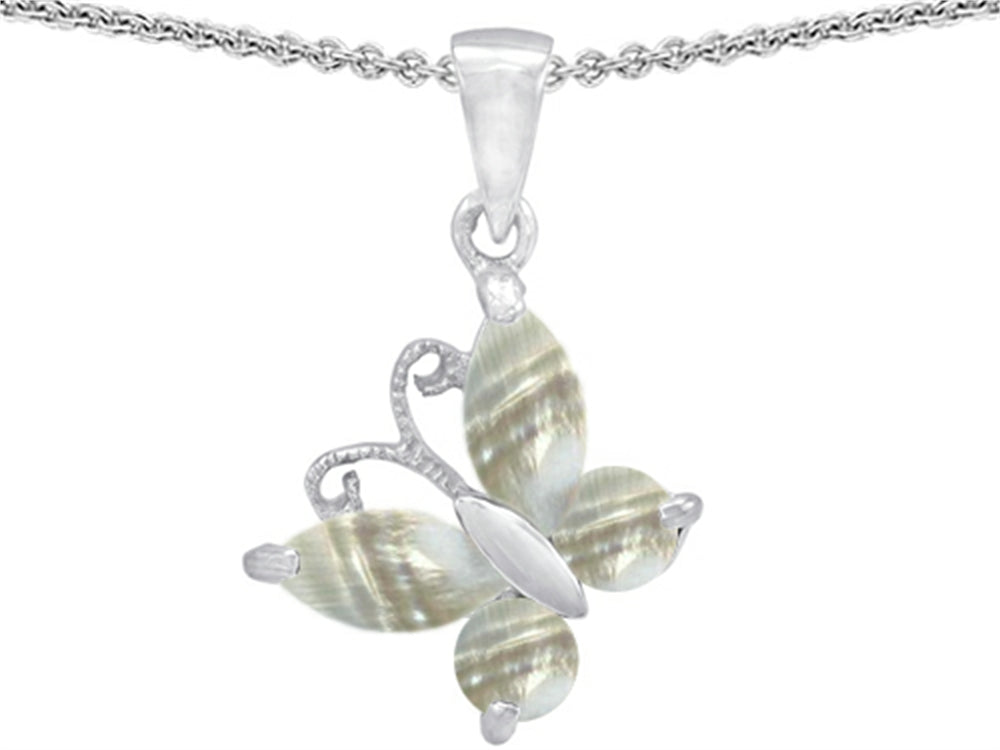 Star K Butterfly Pendant Necklace Made with Sea Shell