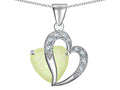 Star K Heart Shape 12mm Created Opal and Cubic Zirconia Pendant Necklace