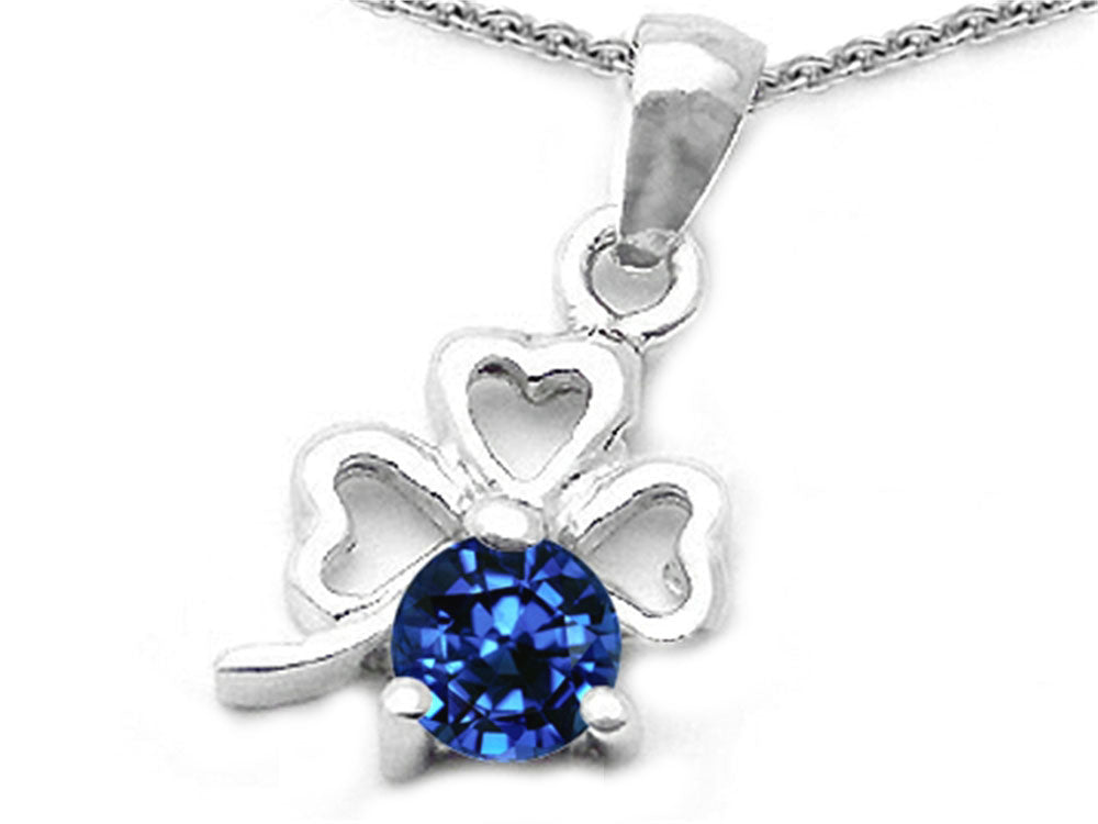 Celtic Love by Kelly Round Created Blue Sapphire Lucky Clover Pendant Necklace