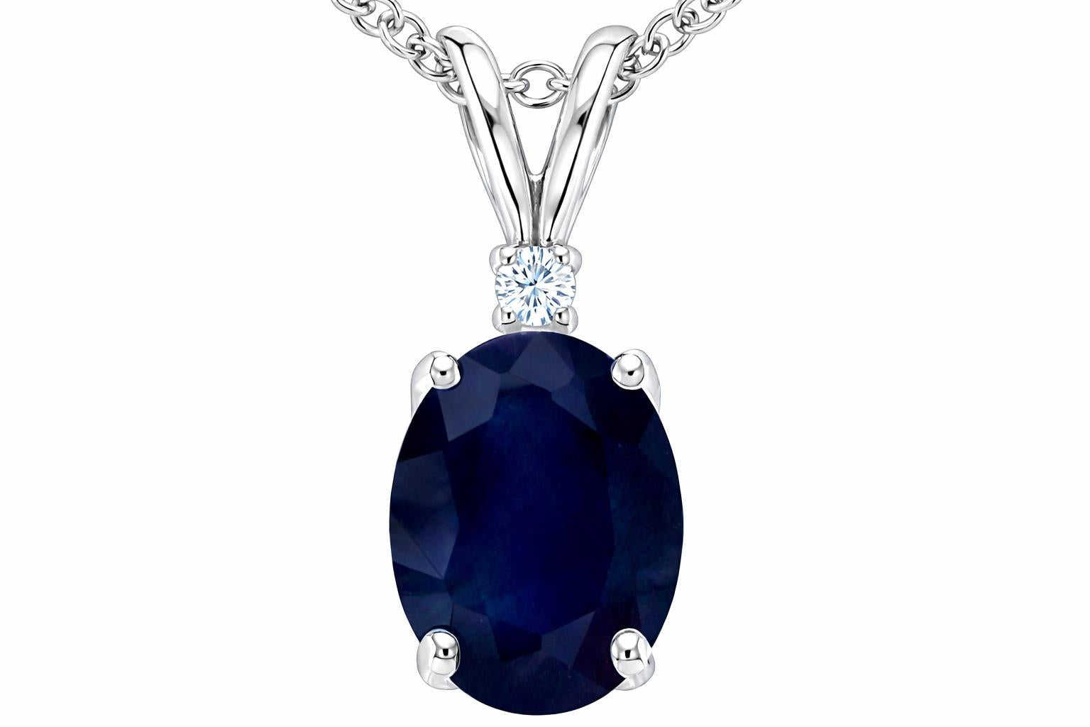 Tommaso Design Genuine Sapphire Pendant Necklace