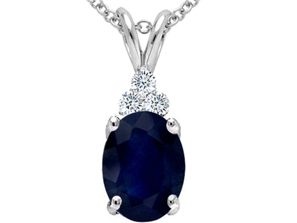 Tommaso Design Genuine Sapphire Pendant Necklace