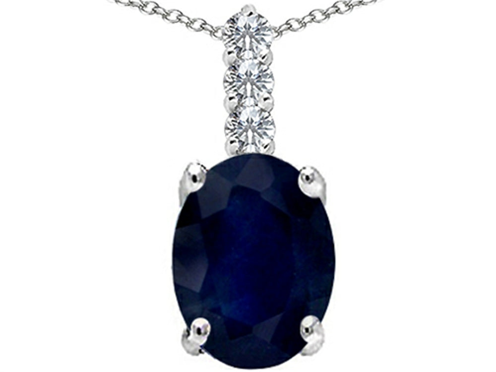 Tommaso Design Genuine Sapphire and Diamond Pendant Necklace
