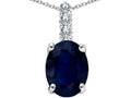 Tommaso Design Genuine Sapphire and Diamond Pendant Necklace