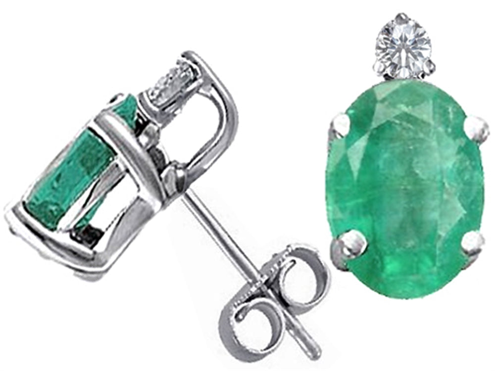 Tommaso Design Genuine Emerald Earrings Studs