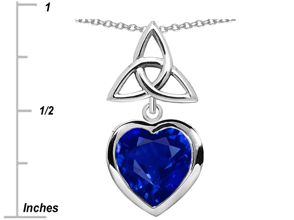 Star K Love Knot Pendant Necklace with Heart 9mm Simulated Sapphire
