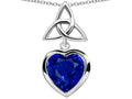 Star K Love Knot Pendant Necklace with Heart 9mm Simulated Sapphire