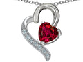 Star K 7mm Heart Shape Created Ruby Heart Pendant Necklace