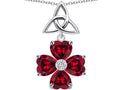 Star K Lucky Shamrock Celtic Knot Made With Heart 6mm Created Ruby Pendant Necklace