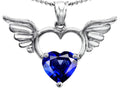 Star K Wings Of Love Birth Month Pendant Necklace with 8mm Heart Shape Created Sapphire