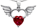 Star K Wings Of Love Birth Month Pendant Necklace with 8mm Heart Shape Created Ruby