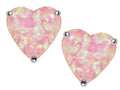 Star K 7mm Heart Shape Pink Created Opal Earrings Studs