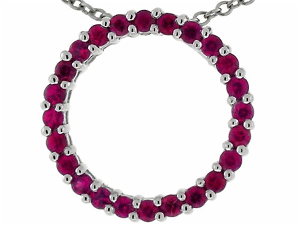 Tommaso Design 19mm. Circle Of Love Pendant Necklace made with Genuine Quality Ruby