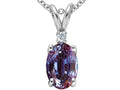 Tommaso Design Oval 7x5mm Simulated Alexandrite Pendant Necklace