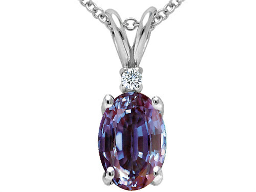 Tommaso Design Oval 7x5mm Simulated Alexandrite Pendant Necklace