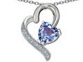 Star K 7mm Heart Shape Simulated Aquamarine Heart Pendant Necklace