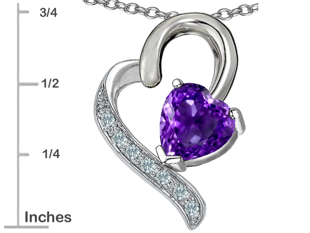 Star K 7mm Heart Shape Simulated Amethyst Pendant Necklace
