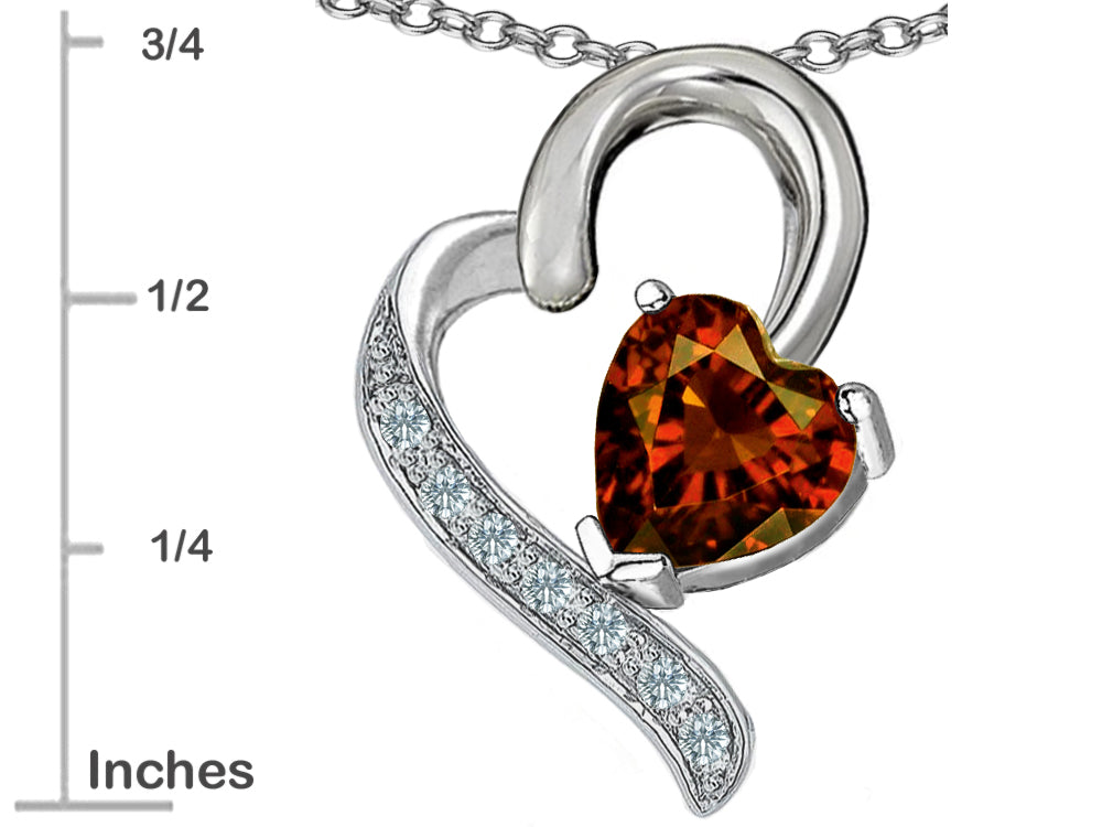 Star K 7mm Heart Shape Simulated Garnet Pendant Necklace