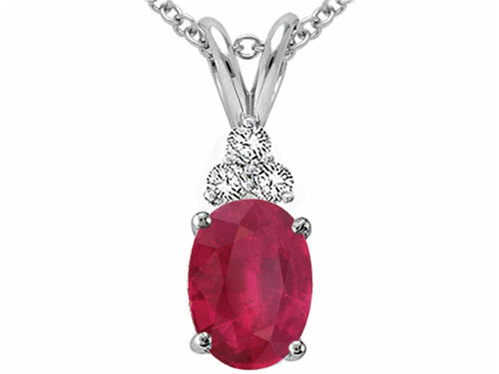 Tommaso Design Genuine Ruby and Diamond Pendant Necklace