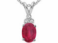 Tommaso Design Genuine Ruby and Diamond Pendant Necklace