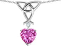 Star K Love Knot Pendant Necklace with Heart Shape 8mm Created Pink Sapphire