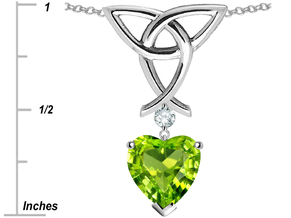 Star K Love Knot Pendant Necklace with Heart Shape Simulated Peridot