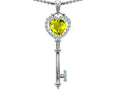 Star K Key To My Heart Love Pendant Necklace With 7mm Heart Shape Simulated Yellow Sapphire