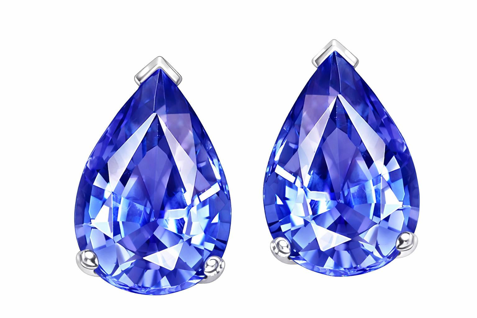 Tommaso Design™ 7x5 mm Pear Shape Genuine Tanzanite Drop Earrings Studs