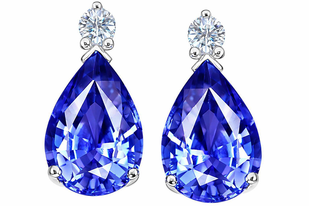 Tommaso Design 8x6 mm Pear Shape Tanzanite s Drop Earrings Studs