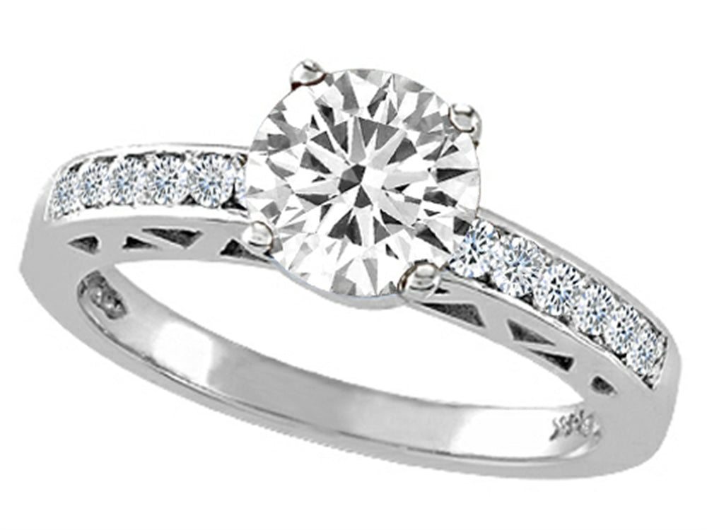 Tommaso Design Genuine White Topaz Solitaire Engagement Ring