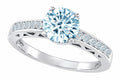 Tommaso Design Genuine Aquamarine Solitaire Engagement Ring