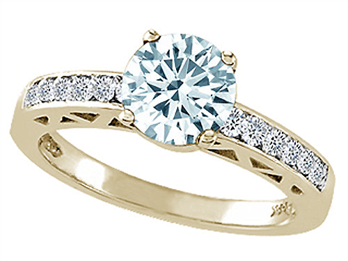 Star K Genuine Aquamarine Solitaire Engagement Ring