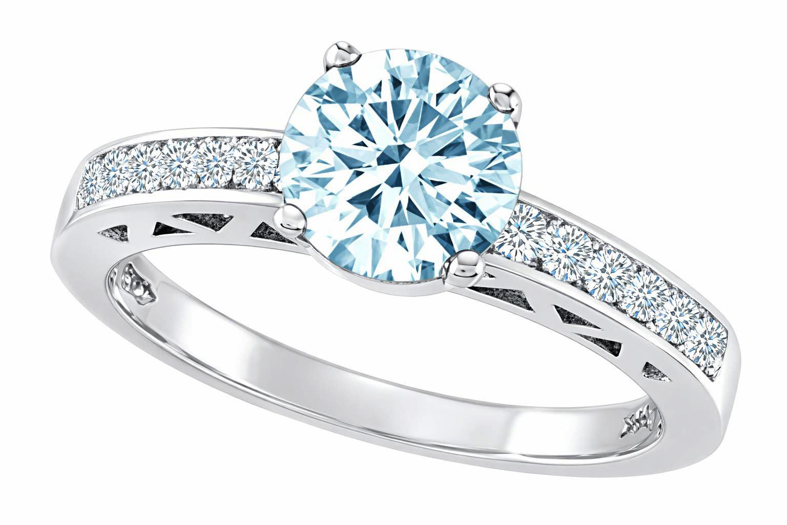 Star K Genuine Aquamarine Solitaire Engagement Ring