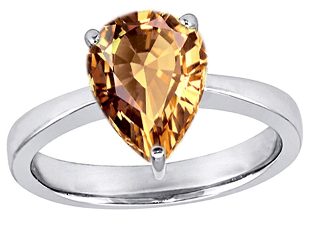 Star K Large 11x8 Pear Shape Solitaire Ring With Simulated Imperial Yellow Topa