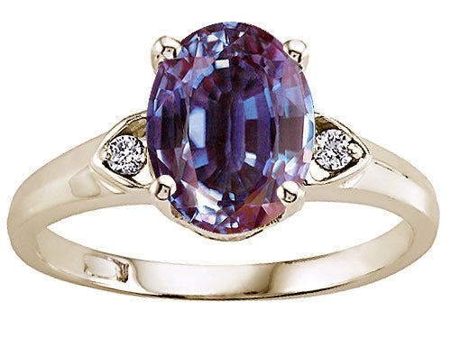 Tommaso Design Oval 9x7mm Simulated Alexandrite Ring
