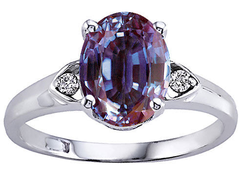 Tommaso Design Oval 9x7mm Simulated Alexandrite Ring