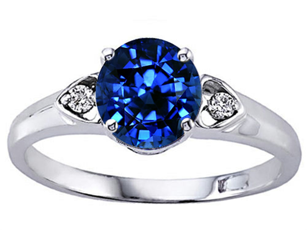 Tommaso Design Round 7mm Created Blue Sapphire Engagement Ring