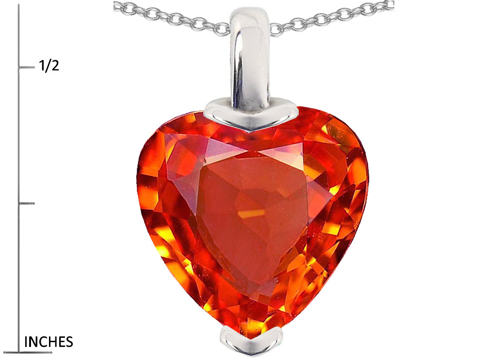 Star K 10mm Heart Shape Simulated Mexican Fire Opal Pendant Necklace
