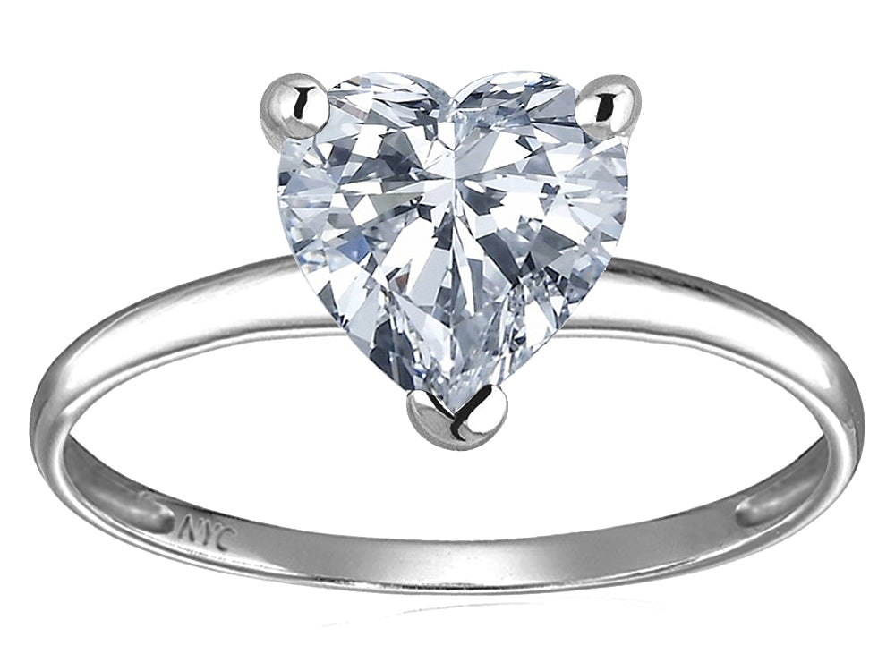 Original Star K Genuine White Topaz Heart Shape 8mm Solitaire Engagement Ring