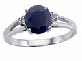 Tommaso Design Genuine Black Sapphire Round 7mm Ring