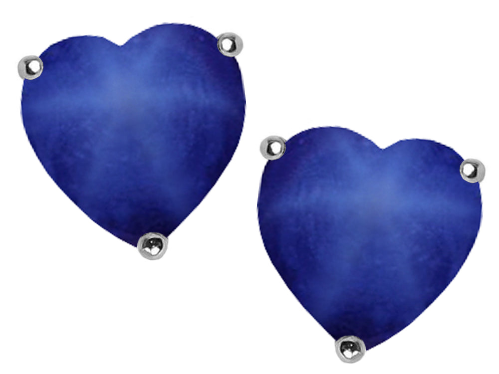 Star K 7mm Heart Shape Created Star Sapphire Earrings Studs