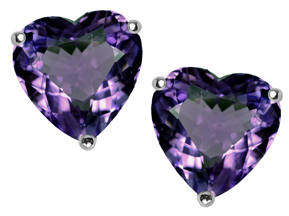 Star K 7mm Heart Shape Simulated Alexandrite Earrings Studs