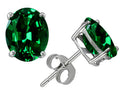 Star K Oval 8x6mm Simulated Emerald Earrings Studs