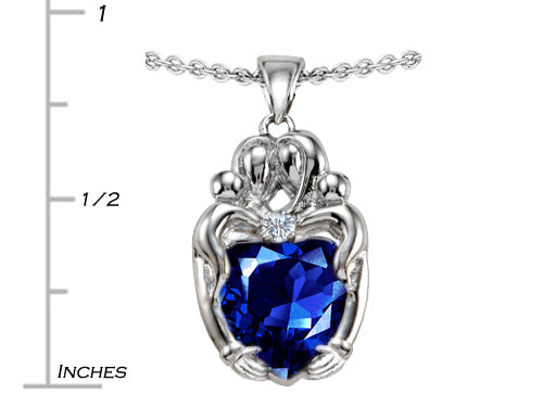 Star K Loving Mother And Twins Family Pendant Necklace With Heart Shape Created Sapphire