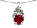 Star K Loving Mother And Twins Family Pendant Necklace With 8mm Heart Shape Created Ruby