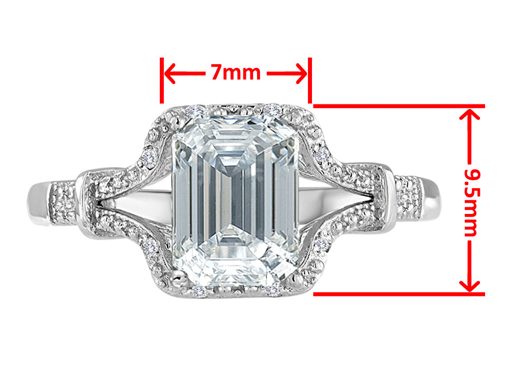 Star K Octagon Emerald Cut 8x6 Genuine Aquamarine Vintage Look Split Shank Ring