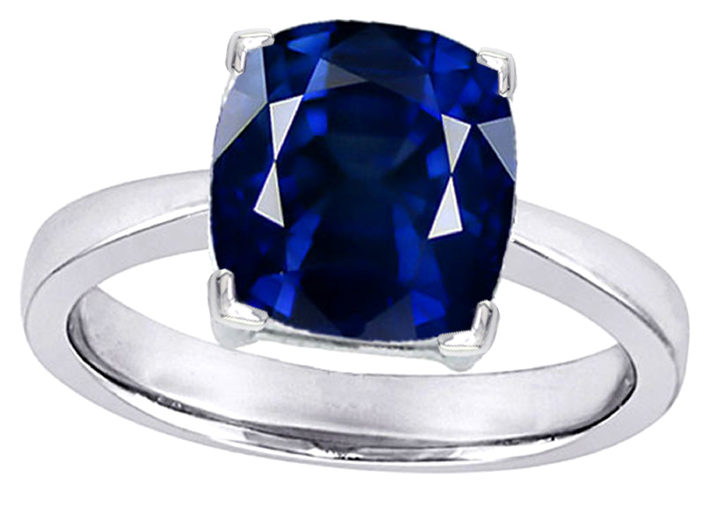 Star K Large 10mm Cushion-Cut Solitaire Ring with Simulated Sapphire