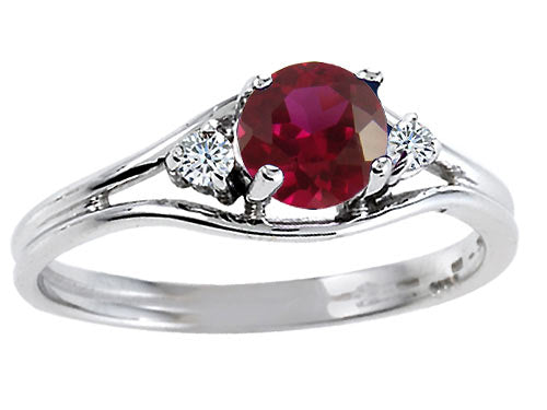 Tommaso Design Genuine Ruby and Diamond Ring