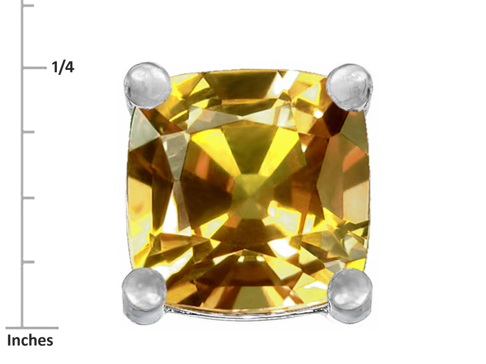Star K Cushion-Cut 7mm Simulated Imperial Yellow Topaz Earrings Studs