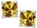 Star K Cushion-Cut 7mm Simulated Imperial Yellow Topaz Earrings Studs